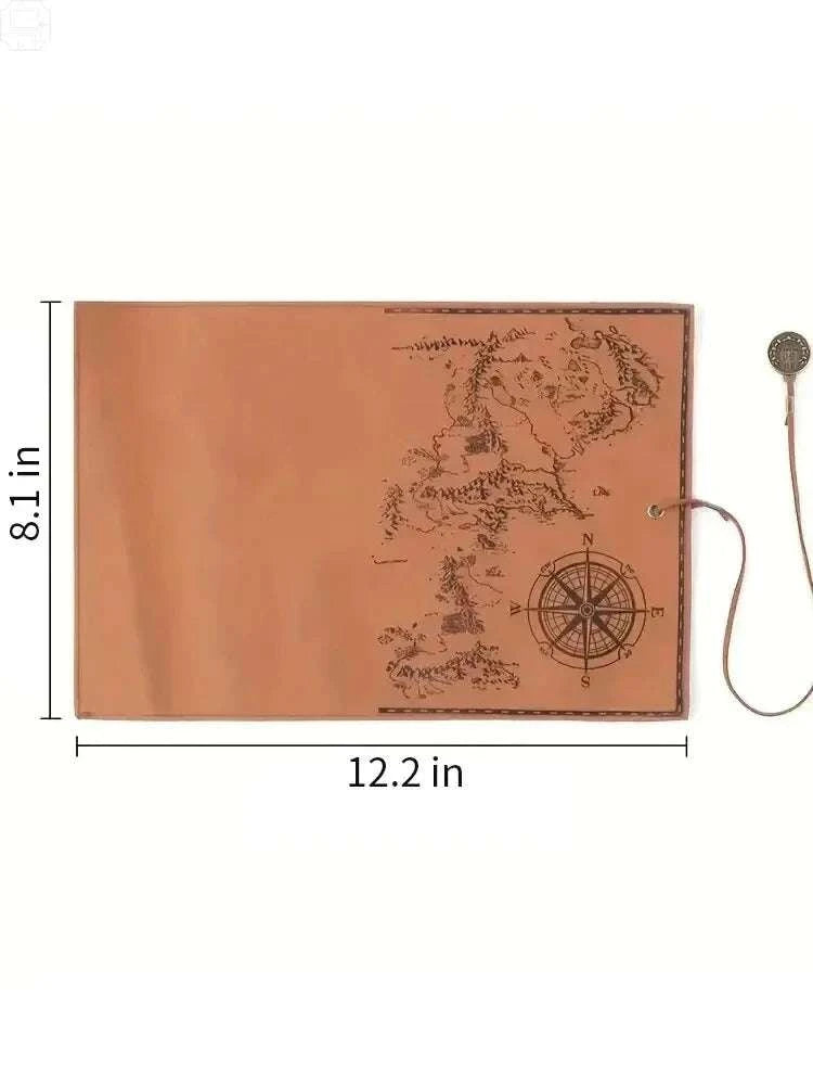 Trousse à crayons enroulable vintage « Carte au trésor » – Étui en cuir