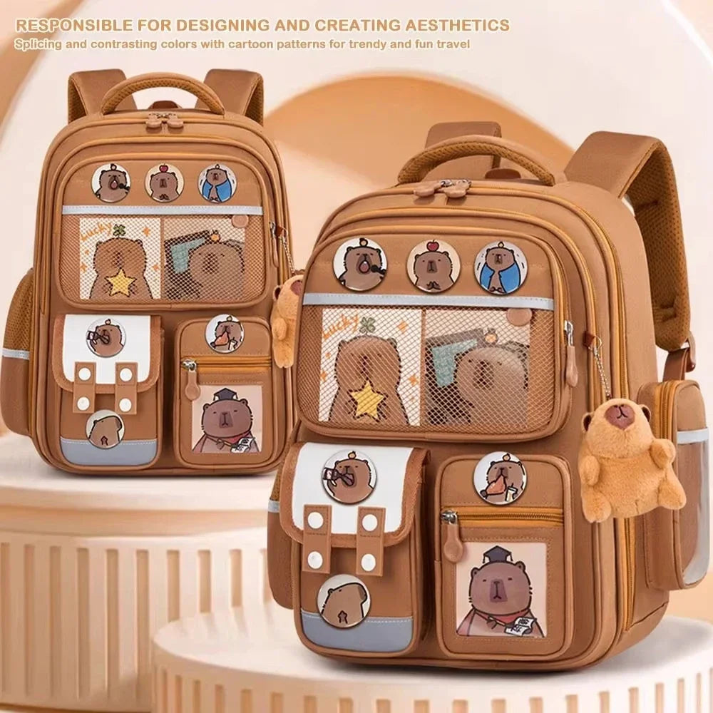 Sac à dos scolaire Capybara imperméable et grande capacité