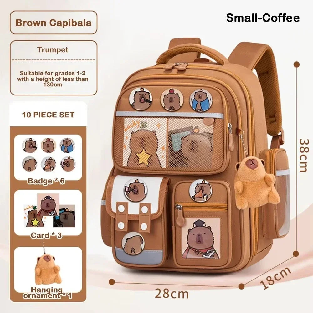 Sac à dos scolaire Capybara imperméable et grande capacité
