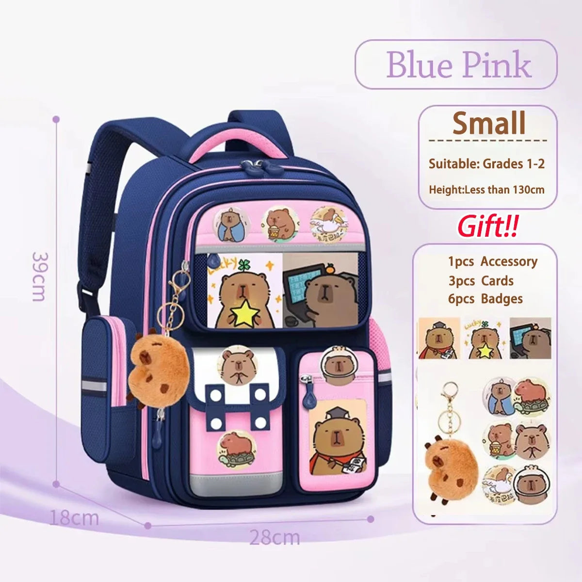 Sac à dos scolaire Capybara imperméable et grande capacité