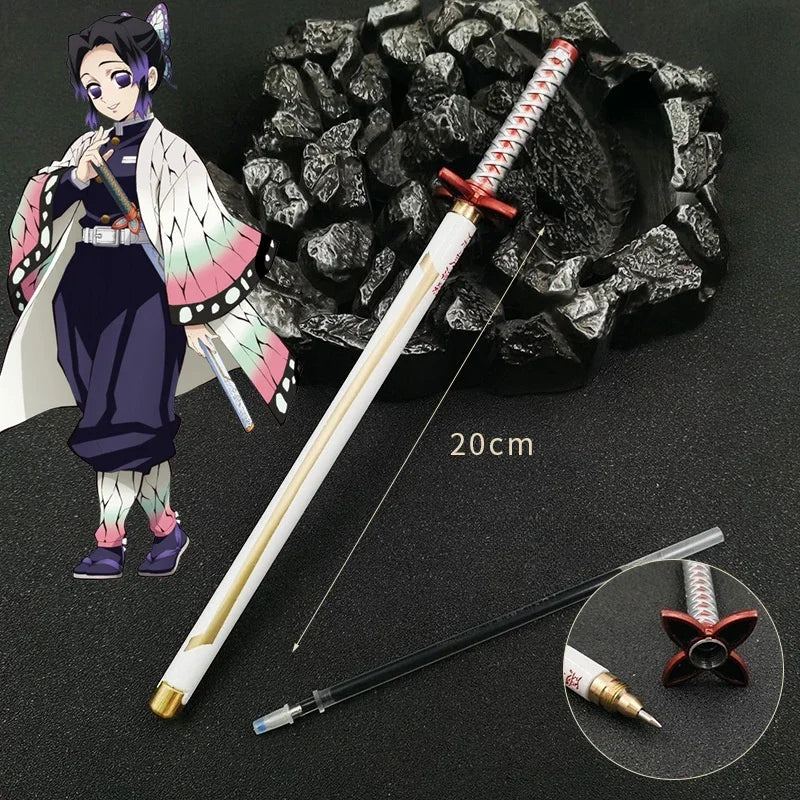 Nouveau stylo gel Demon Slayer (17 modèles) – Pointe 0,5 mm, encre noire - Motif Katana