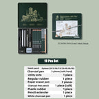 Ensemble de crayons de dessin (10, 12 ou 19 pièces) – Crayons à esquisse, graphite et fusain