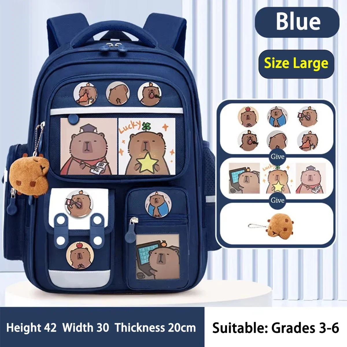 Sac à dos scolaire Capybara imperméable et grande capacité