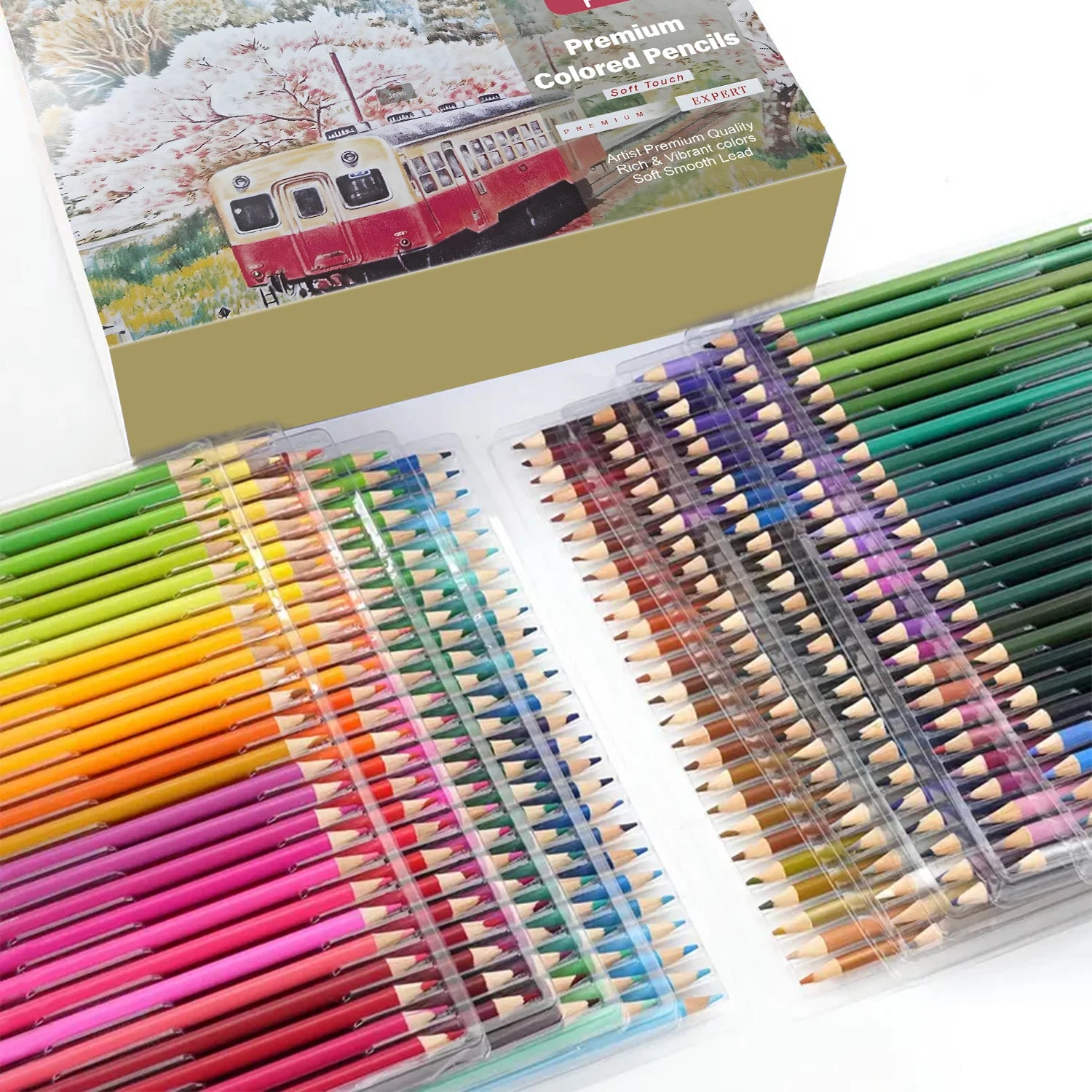 Coffret de 180 crayons de couleur  – Crayons à base d'huile non toxiques pour le dessin d'art, l'esquisse et le coloriage