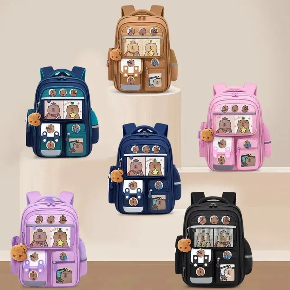 Sac à dos scolaire Capybara imperméable et grande capacité