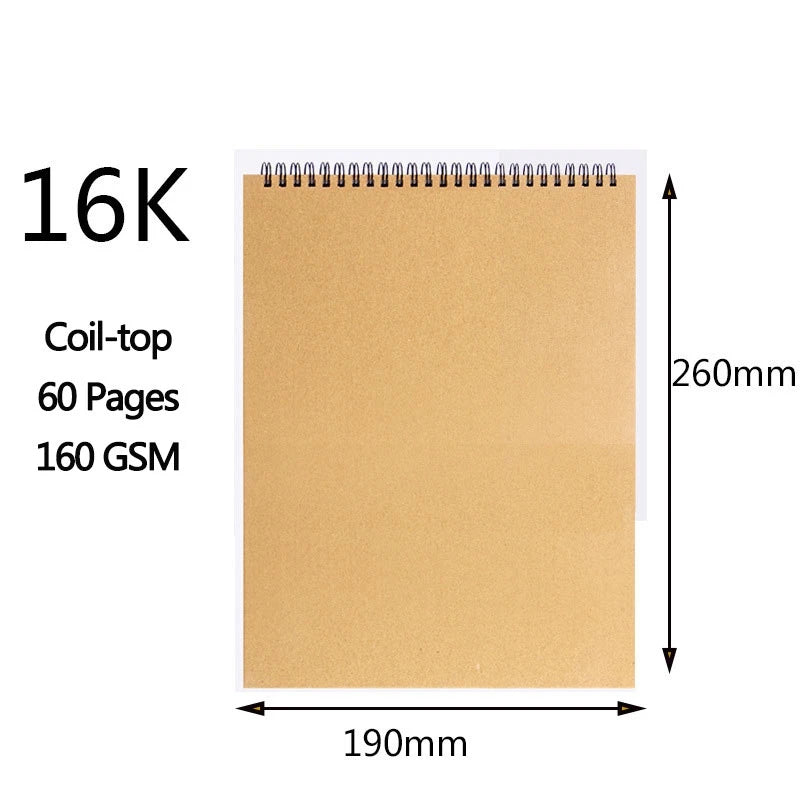 Carnet de croquis (formats A3/A4/A5/8k/16k) à papier épais 160 g/m²