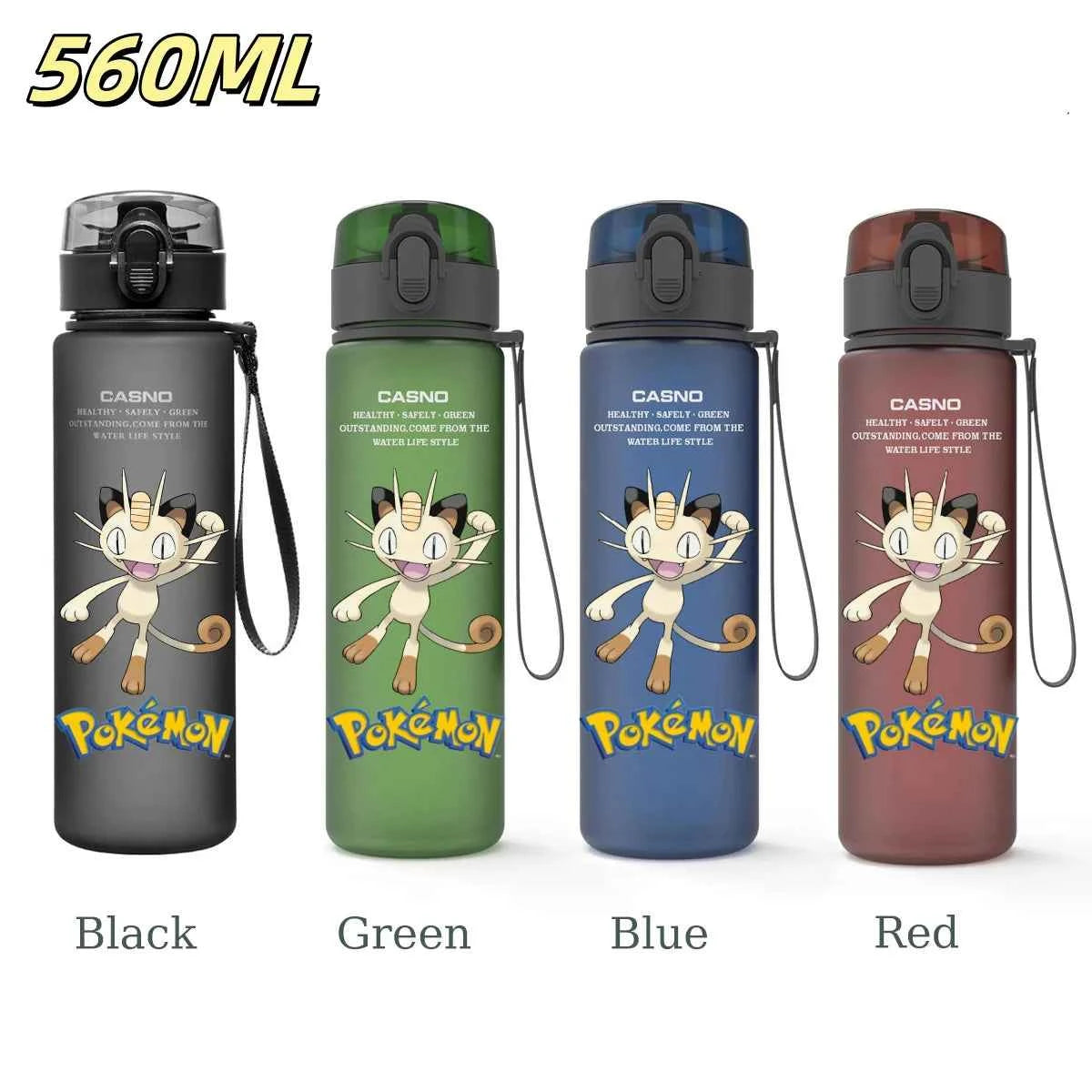 Bouteille d'eau 560 ML Anime Pokémon Pikachu Dracaufeu Miaouss, gourde en plastique portable