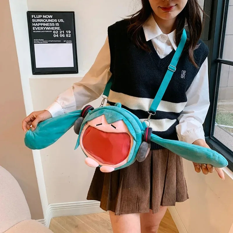 Sac Hatsune Miku – Modèle figurine en peluche « Q » (chibi) kawaii – Sac à bandoulière