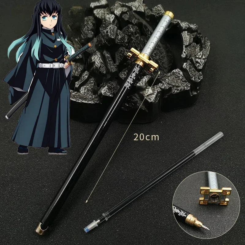 Nouveau stylo gel Demon Slayer (17 modèles) – Pointe 0,5 mm, encre noire - Motif Katana