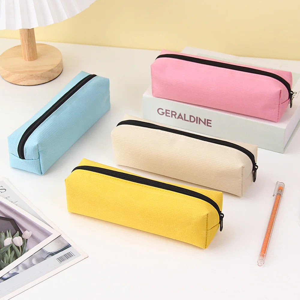 Trousse à crayons unie – Nouvelle fourniture scolaire – Grande trousse zippée