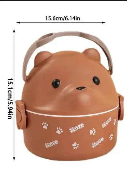 Boîte à bento thermique, empilable, portable, boîte à lunch mignonne pour enfants motif dessin animé, double compartiment