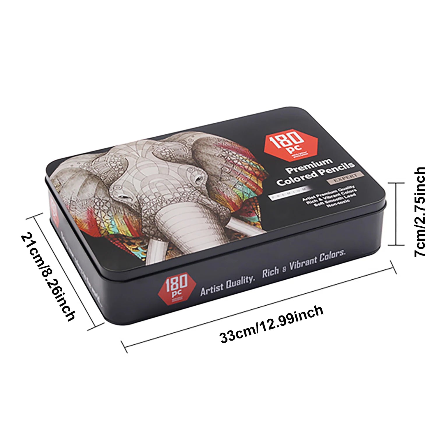 Coffret de 180 crayons de couleur  – Crayons à base d'huile non toxiques pour le dessin d'art, l'esquisse et le coloriage