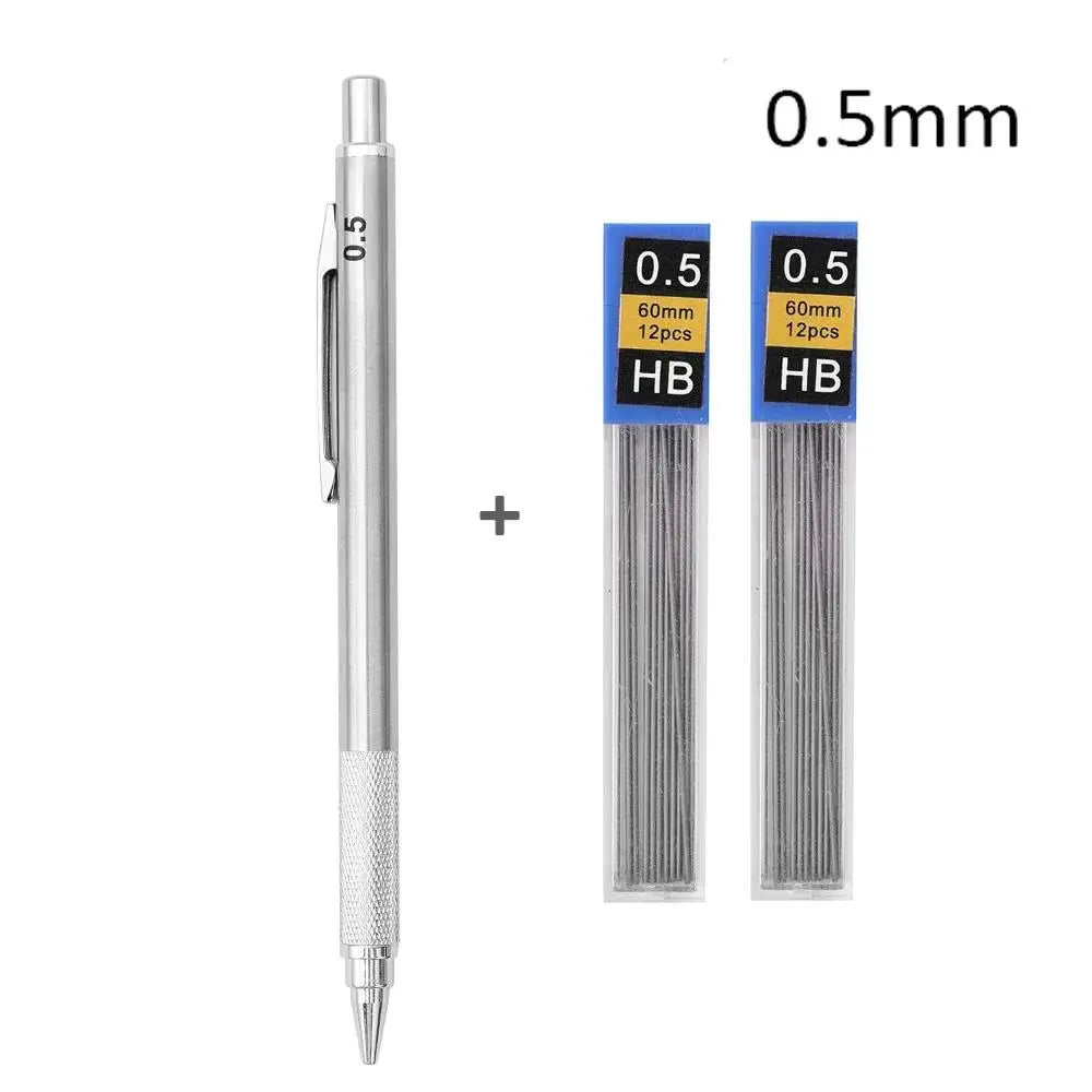 Ensemble de porte-mines métalliques (0,3 mm, 0,5 mm, 0,7 mm, 0,9 mm, 1,3 mm, 2,0 mm) – Mine HB