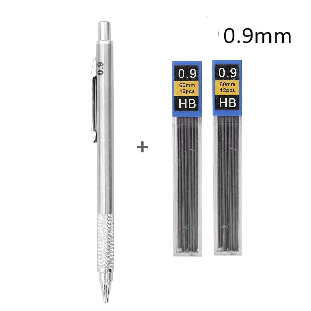 Ensemble de porte-mines métalliques (0,3 mm, 0,5 mm, 0,7 mm, 0,9 mm, 1,3 mm, 2,0 mm) – Mine HB
