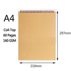 Carnet de croquis (formats A3/A4/A5/8k/16k) à papier épais 160 g/m²