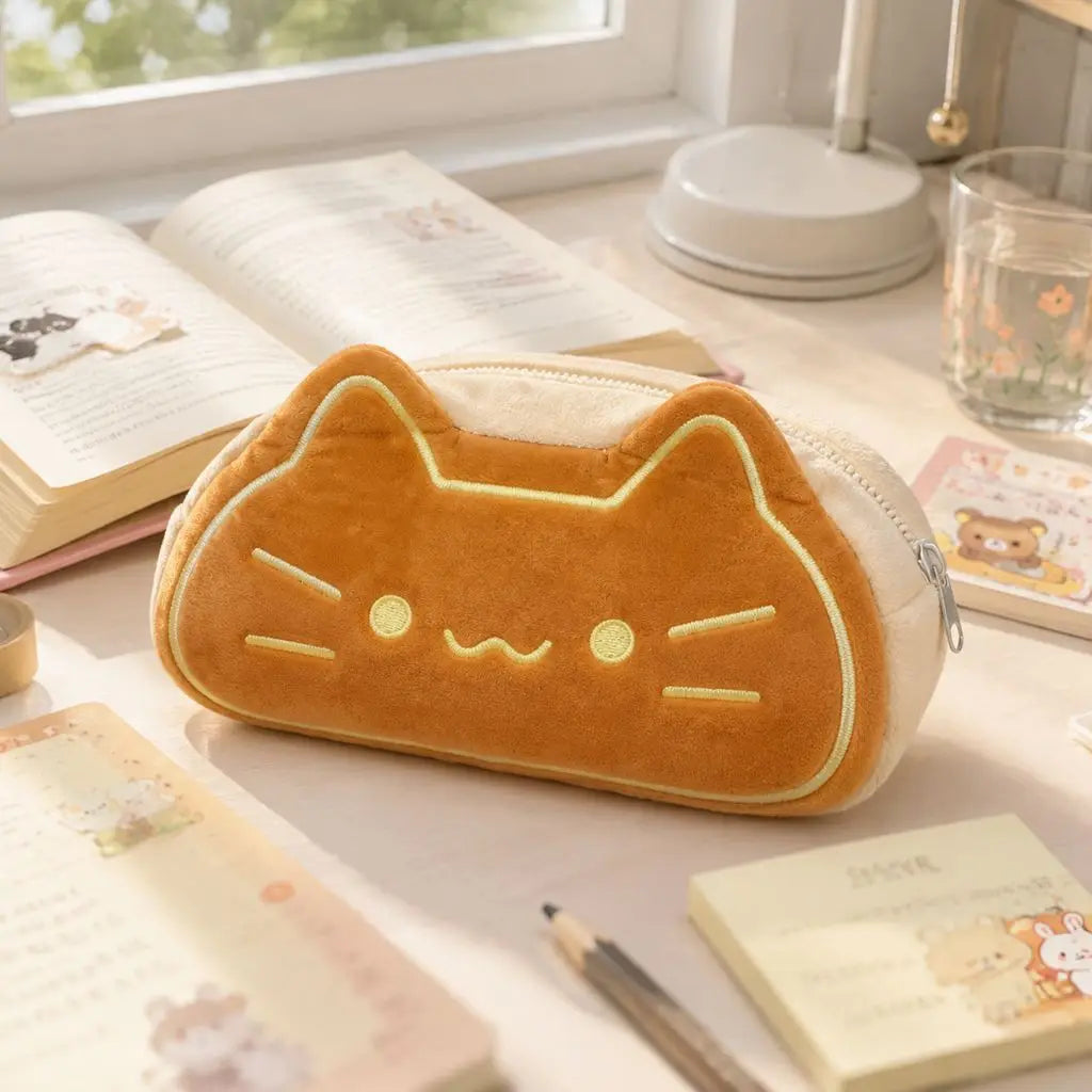 Trousse à papeterie kawaii motif chat – pour les amoureux de capybaras