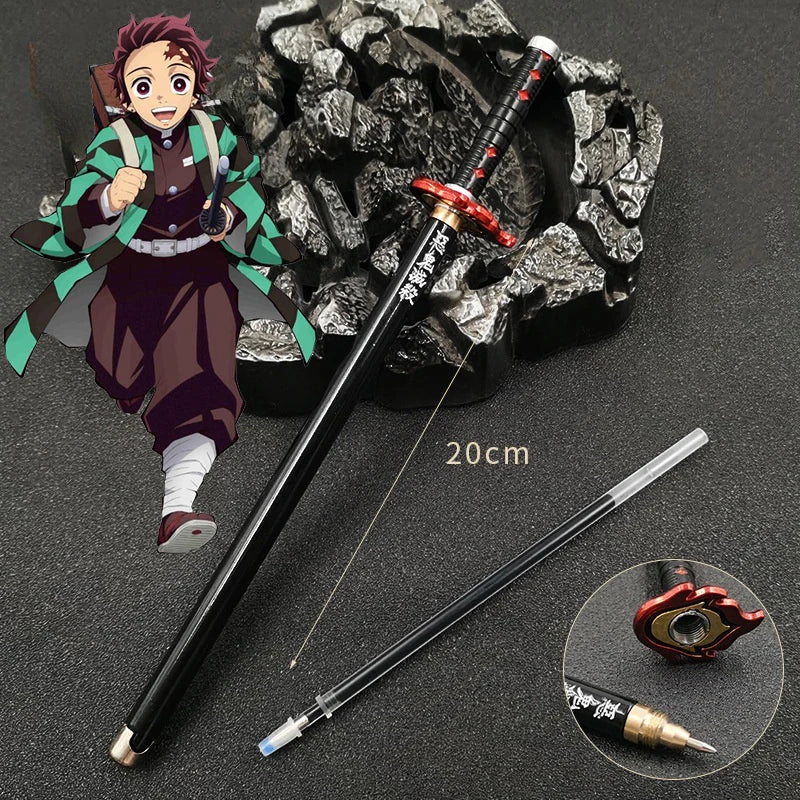 Nouveau stylo gel Demon Slayer (17 modèles) – Pointe 0,5 mm, encre noire - Motif Katana
