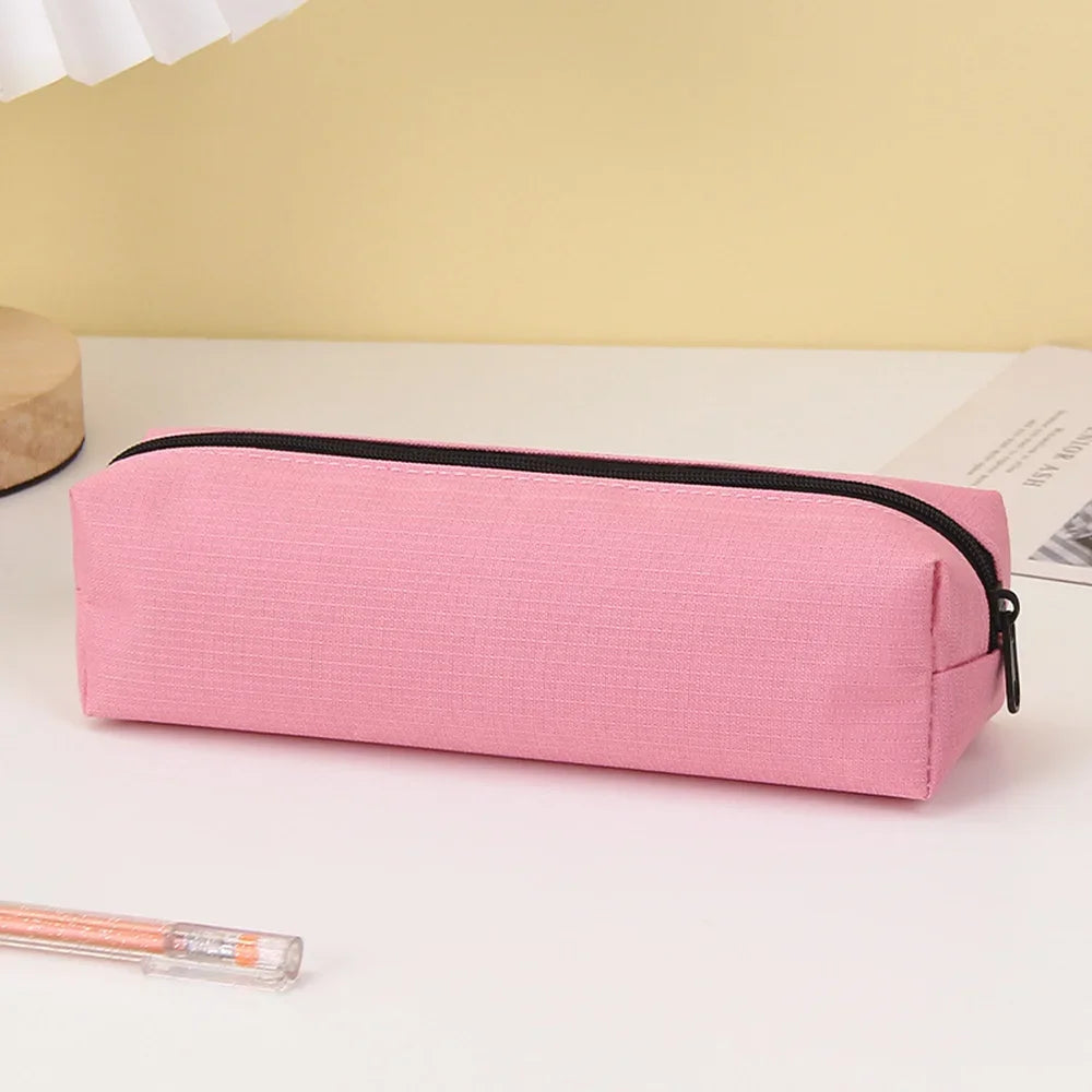 Trousse à crayons unie – Nouvelle fourniture scolaire – Grande trousse zippée