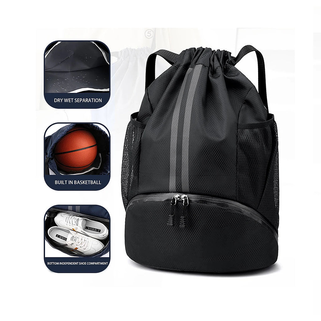 Sac de basketball, sac de natation, sac de rangement femme à séparation sec/humide, sac à dos à cordon pour entraînement