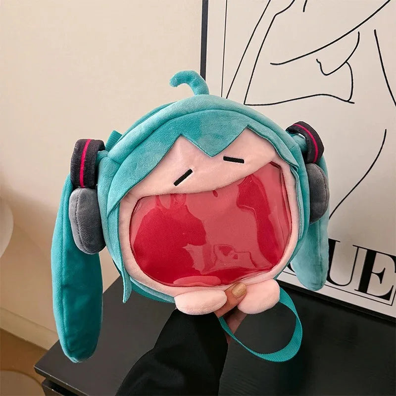 Sac Hatsune Miku – Modèle figurine en peluche « Q » (chibi) kawaii – Sac à bandoulière