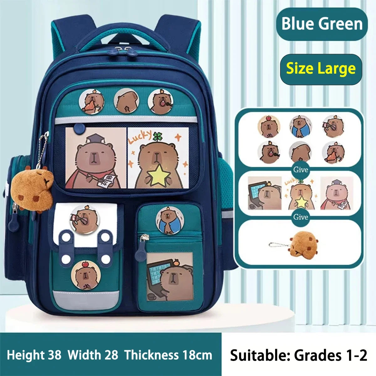 Sac à dos scolaire Capybara imperméable et grande capacité