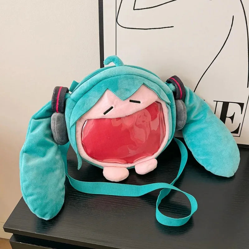 Sac Hatsune Miku – Modèle figurine en peluche « Q » (chibi) kawaii – Sac à bandoulière