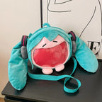 Sac Hatsune Miku – Modèle figurine en peluche « Q » (chibi) kawaii – Sac à bandoulière