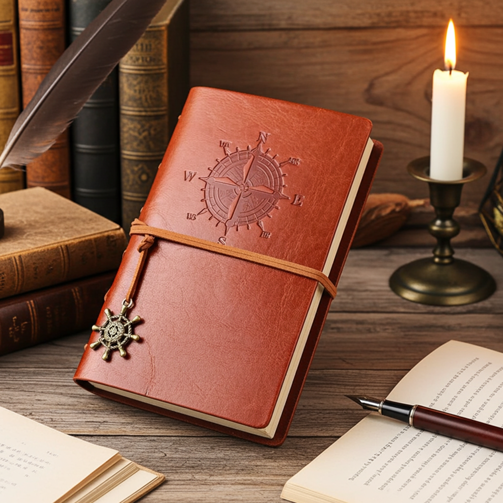 Carnet style rétro – Agenda, classeur et carnet de croquis – Couverture souple en cuir (14 x 10 cm) – coréenne