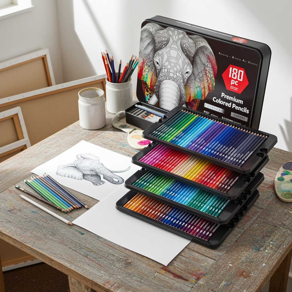 Coffret de 180 crayons de couleur  – Crayons à base d'huile non toxiques pour le dessin d'art, l'esquisse et le coloriage