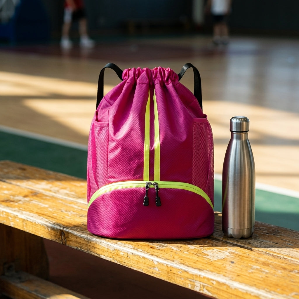 Athletic drawstring backpack — Gym lifestyle scene | Generated by Modelize